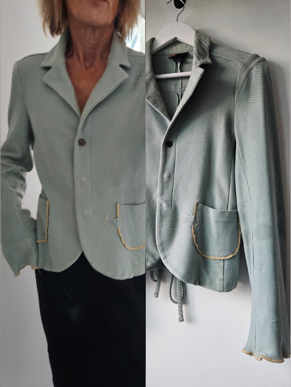 Diesel Vintage Sage Knit Corduroy Bell Sleeve Blazer